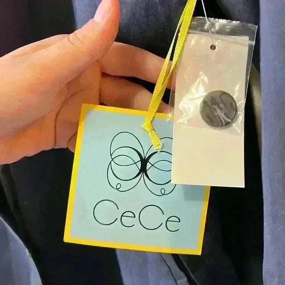 CeCe | (New With Tags) Navy Blue Women’s Cotton Twill Button Trench Coat Size 10 - Picture 9 of 10